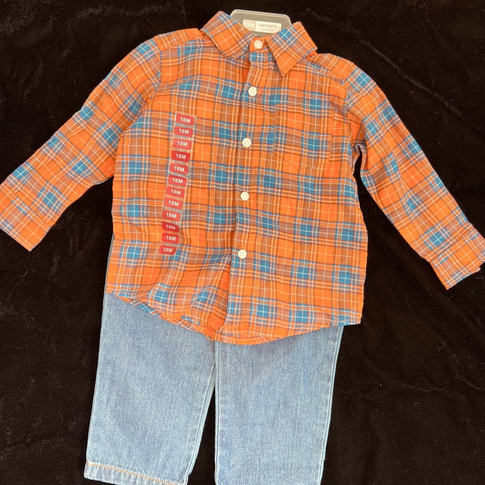 Carters boy flannel and jeans set